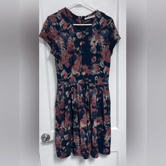 Peruvian Connection Floral Cotton Jersey Pocket Dress M - Picture 2 of 5